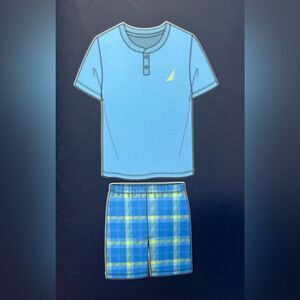 Nautica Light Blue and Plaid Kids Pajama Set